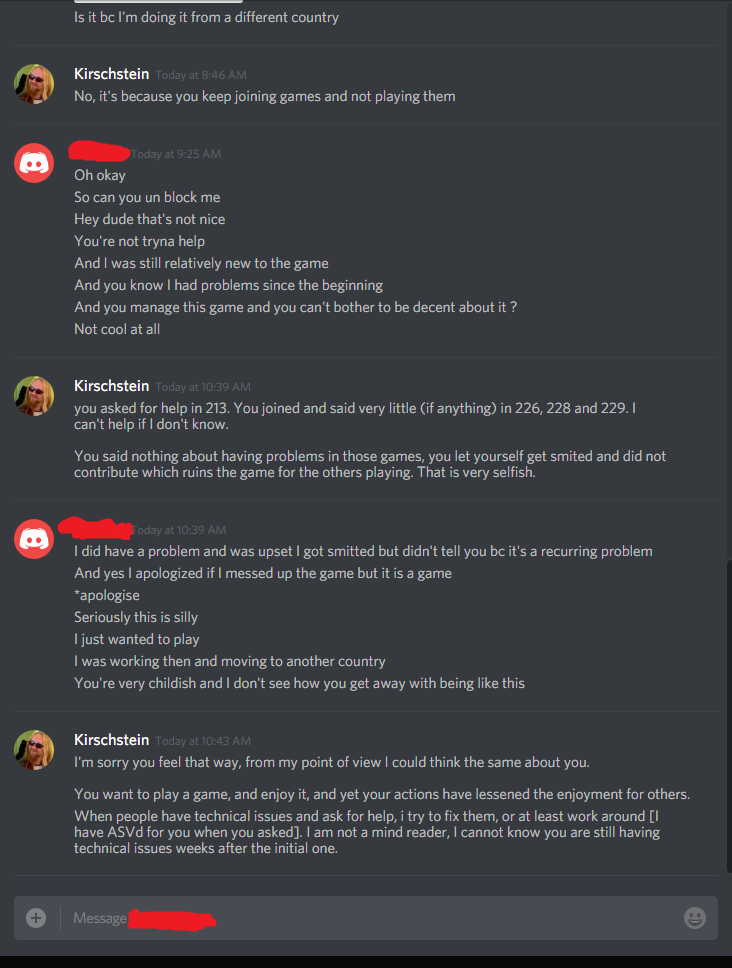 The recent exchange in Discord